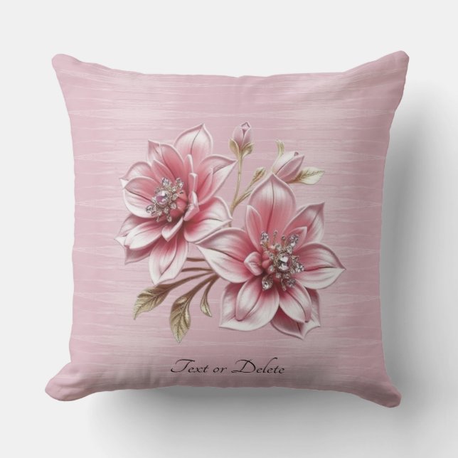 Almofada Modern Pink Flowers Throw Pillow (Frente)