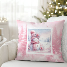Almofada Modern Pinkmas Cozy Winter Forest Kids Room Pillow