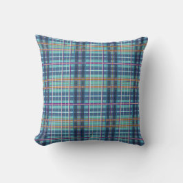 Almofada Modern Plaid Throw Pillow - Vibrant Colorful Tarta