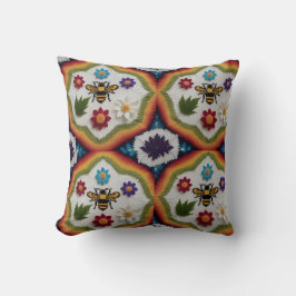 Almofada Modern Rainbow Fair Isle Knit Pattern Throw Pillow