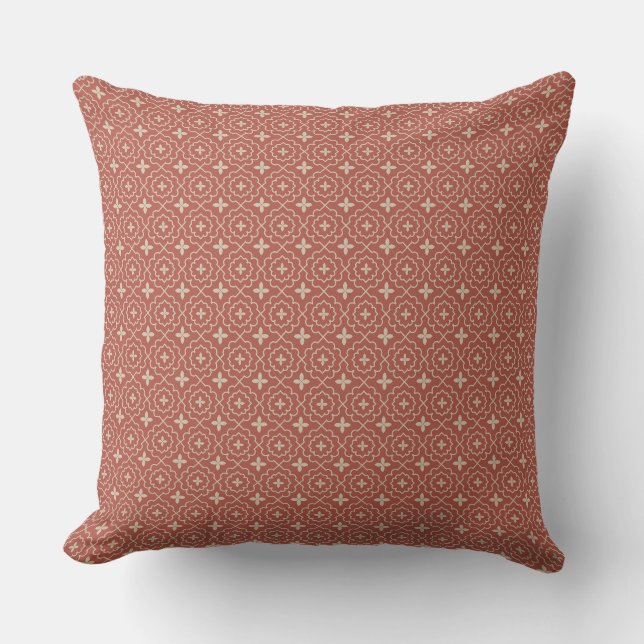 Almofada Modern Red Geometric Pattern Throw Pillow  (Frente)