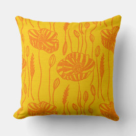 Almofada modern retro poppy illustration yellow