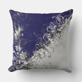 Almofada Modern Silver Embellished Grey Blue Throw Pillow