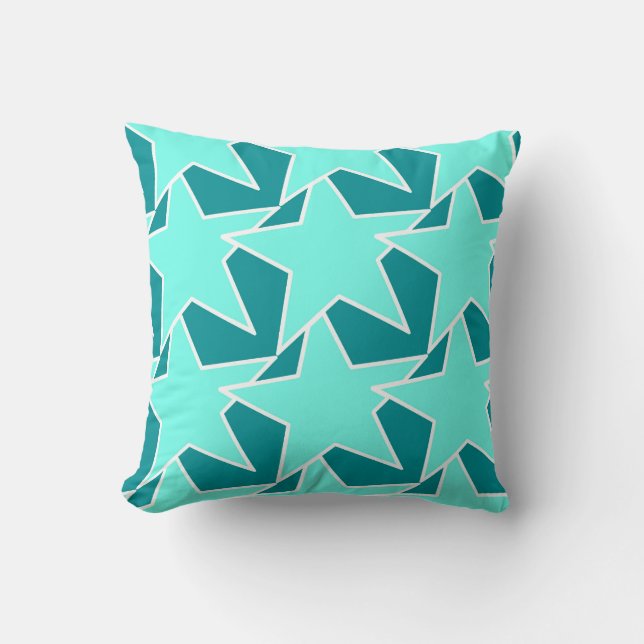 Almofada Modern Star Geométrico - Aqua e turquesa (Frente)