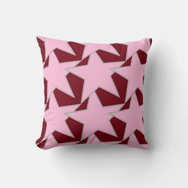 Almofada Modern Star Geométrico - cor-de-rosa e burgundy (Frente)