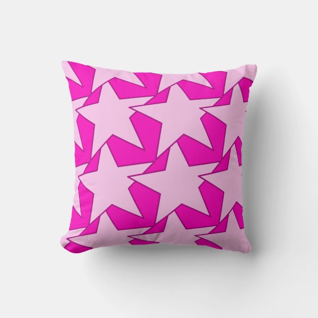 Almofada Modern Star Geométrico - Fúcsia e rosa-gelo (Frente)