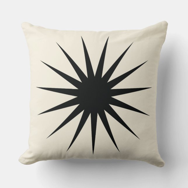 Almofada Modern Sunburst Throw Pillow in Black (Frente)