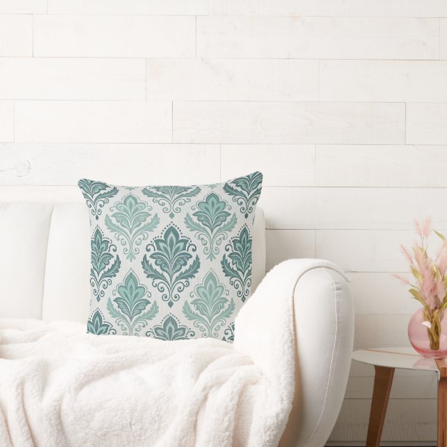 Almofada Modern Teal Nordic Damask (Sofá)