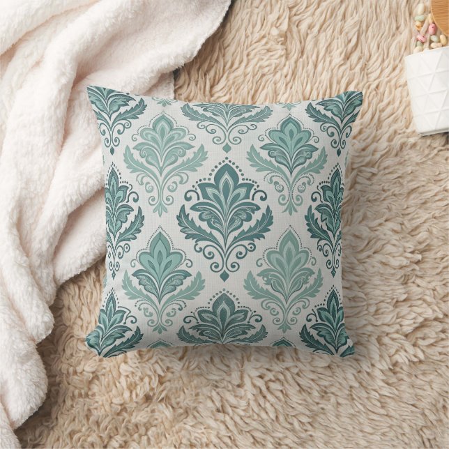 Almofada Modern Teal Nordic Damask (Cobertor)