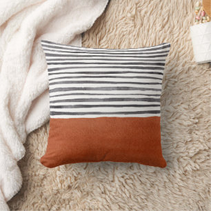 Almofada Modern Terracotta e Black Stripes
