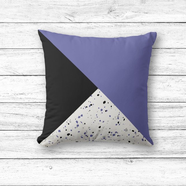 Almofada Modern Trendy Periwinkle Black Terrazzo (Criador carregado)
