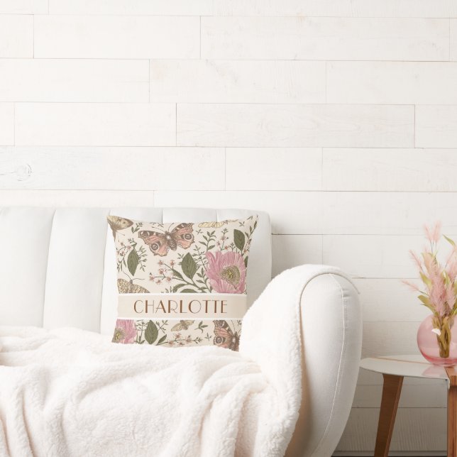 Almofada Modern Trendy Wildflower Floral Monograma Botânico (Sofá)