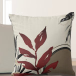 Almofada Modern Watercolor<br><div class="desc">O travesseiro decorativo moderno apresenta um design de aquarela abstrato artístico em uma paleta de cor creme e burgundy com sotaque preto, dourado e neutro. Uma design na moda moderna apresenta folhas de aquarela e uma composição de círculo geométrico com um beija-flor inquisitivo no canto superior direito. Inspirada pela natureza,...</div>