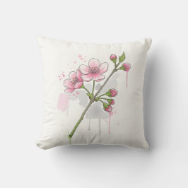 Almofada Modern Watercolor Cherry Blossom Branch