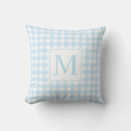 Almofada Moderna Casa Farmária Bebê Azul Médio Gingham Mono