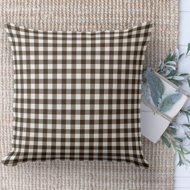 Almofada Moderna Casa Farmônica Castanho e Golpe Branco de  (throw pillow farmhouse pillows country brown and white gingham plaid throw pillow )