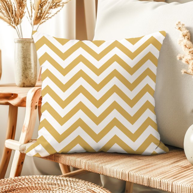 Almofada Moderna de Lançamento com Chevron Dourado (Criador carregado)
