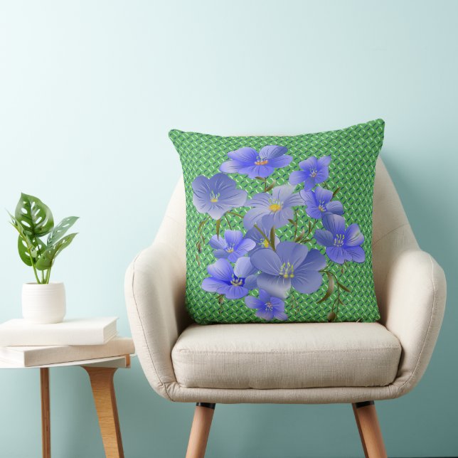 Almofada Moderna e Chic com Lírios Azuis de Jardim (Cadeira)
