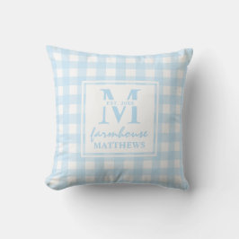 Almofada Moderna fazenda Baby Blue Large Gingham Personaliz