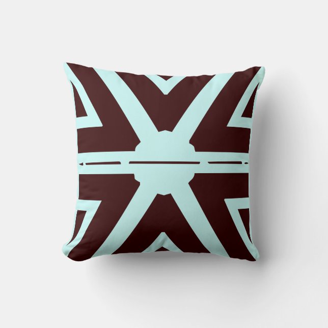 almofada moderna marrom e azul-turquesa (Frente)