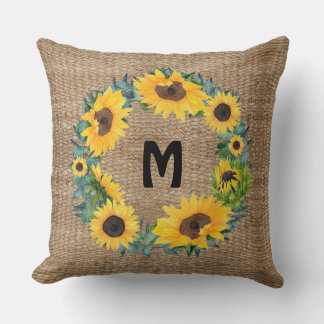 Almofada Moderna Personalização da Juta Floral de Girassol