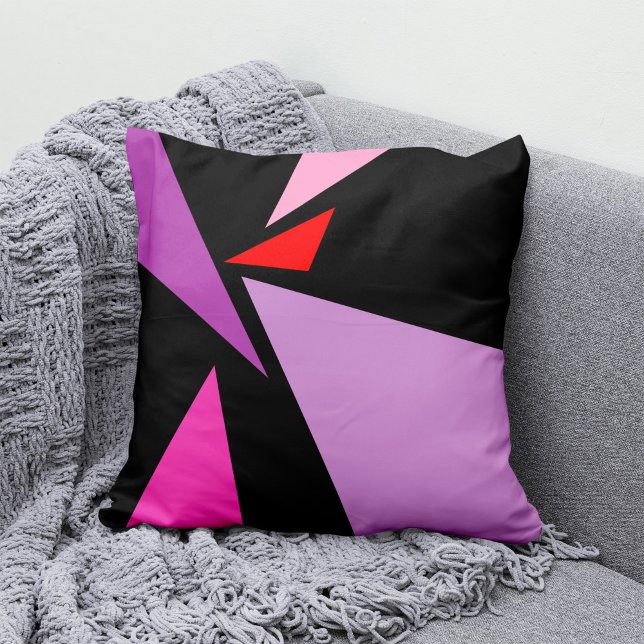 Almofada Moderno Abstrato Simples Geométrico Vermelho Rosa  (Criador carregado)