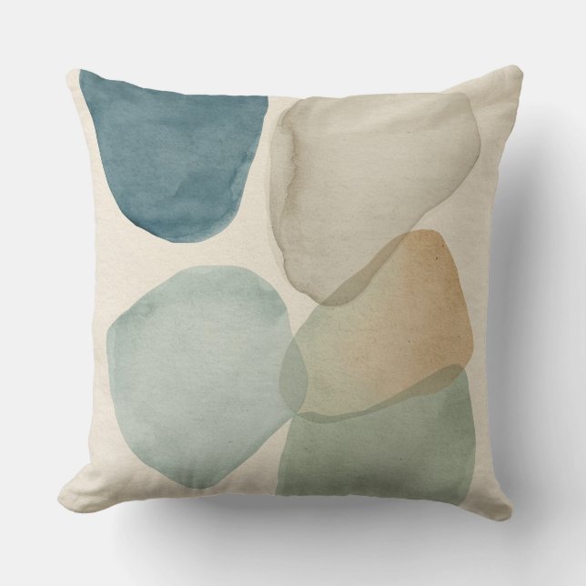 Almofada Moderno Azul Teal Verde Sage Abstrato Bloco de Cor (Frente)