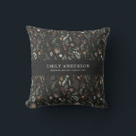 Almofada moderno botânico negro, elegante contemporâneo<br><div class="desc">na moda de design personalizado branco-preto-preto-branco-botânico-moderno-moderno-contemporâneo.</div>