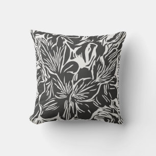 Almofada Moderno chique abstrato floral preto e branco tren