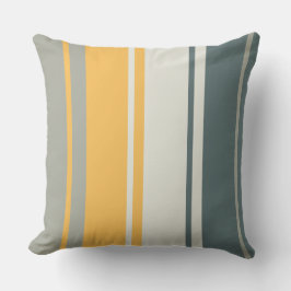 Almofada Moderno do século Médio das Stripes Amarelas e Cin