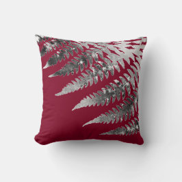 Almofada Moderno Elegante Abstrato Watercolor Fern Burgundy