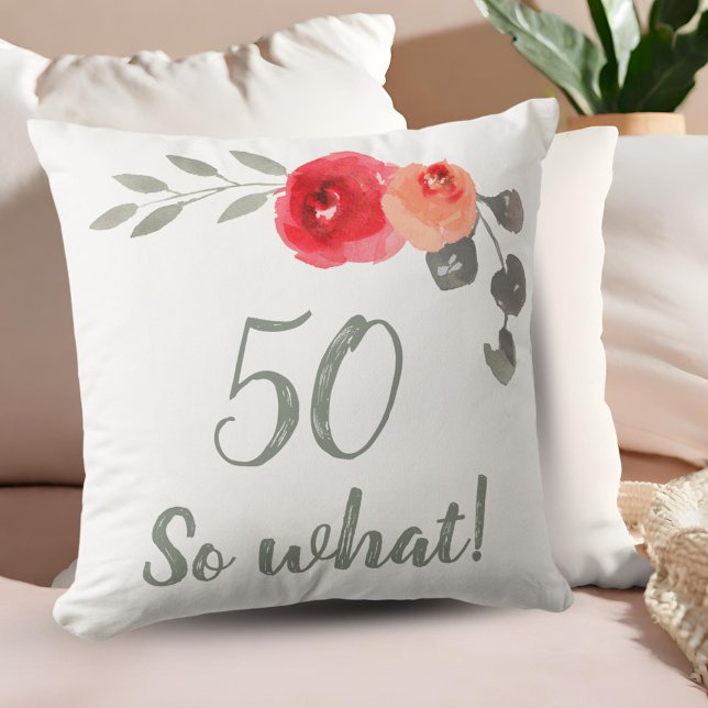 Almofada Moderno Engraçado 50, Que 50º Aniversário Floral (Criador carregado)