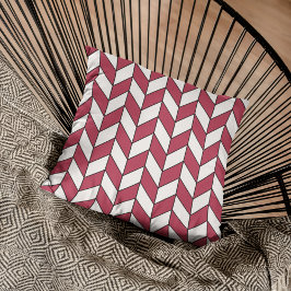 Almofada Moderno Geométrico Viva Magenta Herringbone Chevro