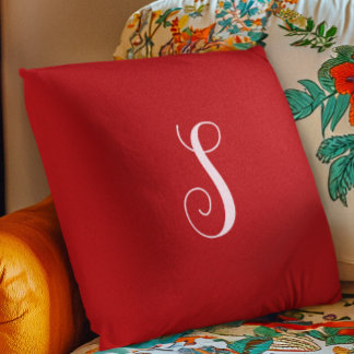 Almofada Moderno Red Chic e Monograma Personalizado de Na m