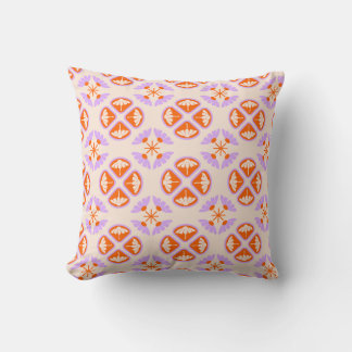 Almofada Moderno Retro de Meados do Século Laranja e Floral