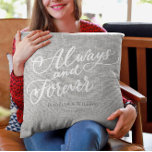 Almofada Moderno Rústico Simples Sempre e Para Sempre Cinza<br><div class="desc">Adicione um toque especial à sua casa com este Travesseiro decorativo Rustic Simple Modern Always and Forever personalizável de Mylini Design. Escolha entre uma seleção de cores de texto para fazer o presente personalizado perfeito para recém-casados ou qualquer casal apaixonado.</div>