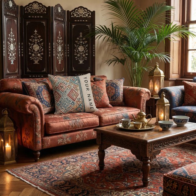 Almofada Moderno script abstrato chique contemporâneo rústi (Criador carregado)