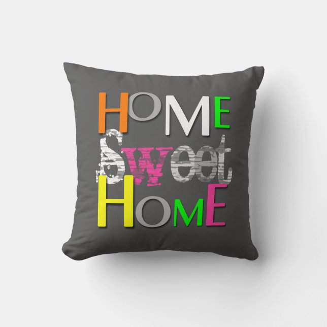 Almofada Moderno Trendy Colorful Home Sweet Home (Frente)