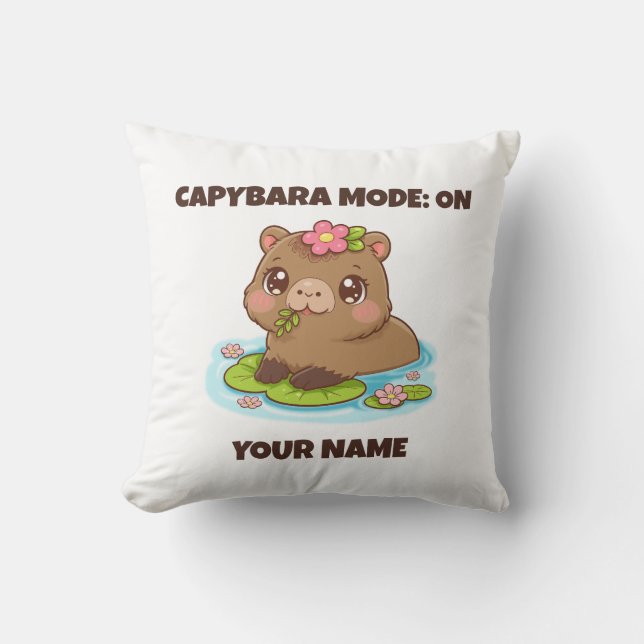 Almofada Modo Capivara Kawaii Fofo Personalizado (Frente)