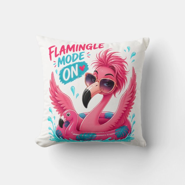 Almofada Modo Flamingle Ligado Flamingo Rosa Flutuador de P (Frente)