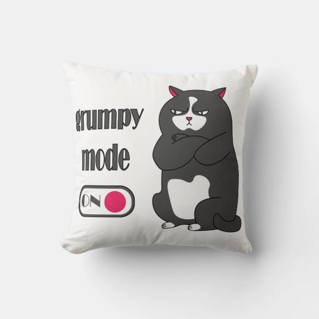 Almofada Modo rabugento em gato gordo engraçado (Frente)