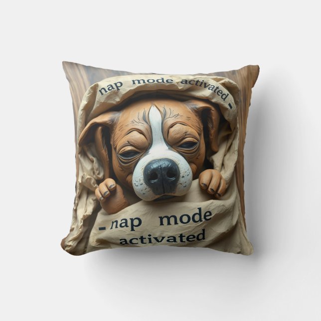 Almofada Modo Sono do Cachorro Ativado é um design fofo e e (Frente)