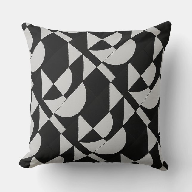 Almofada Modular Noir Echo Geometric Black White Cotton  (Frente)