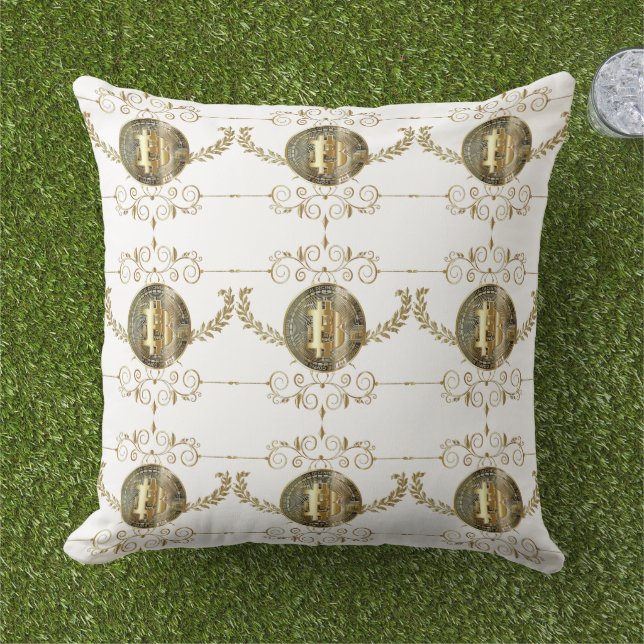 Almofada Moeda Digital Dourada Bitmoeda White (Grama)