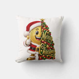 Almofada Moeda Dourada Divertida Papai Noel Natal Feliz Fér