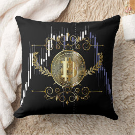 Almofada Moedas Douradas Bitmoeda Digital preto