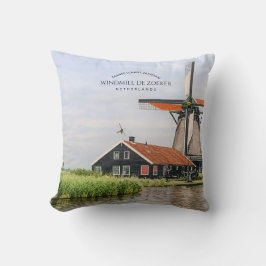 Almofada Moinho de vento Zaanse Schans Aquarela Patrimônio 