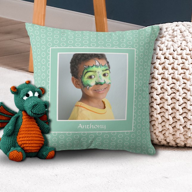 Almofada Moldura de Foto Verde Personalizada (Criador carregado)
