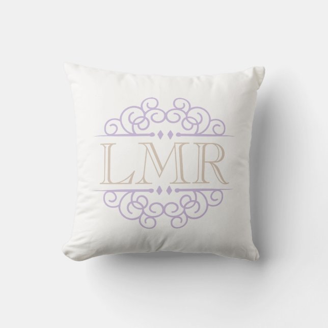 Almofada Moldura de lavanda e vinagre monograma (Frente)