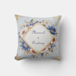 Almofada Moldura Diamantada Floral Rosa Bege Romântica Dour